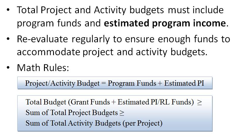 Program Income Examples Do I have to change my activity budgets amounts if I use program income ...