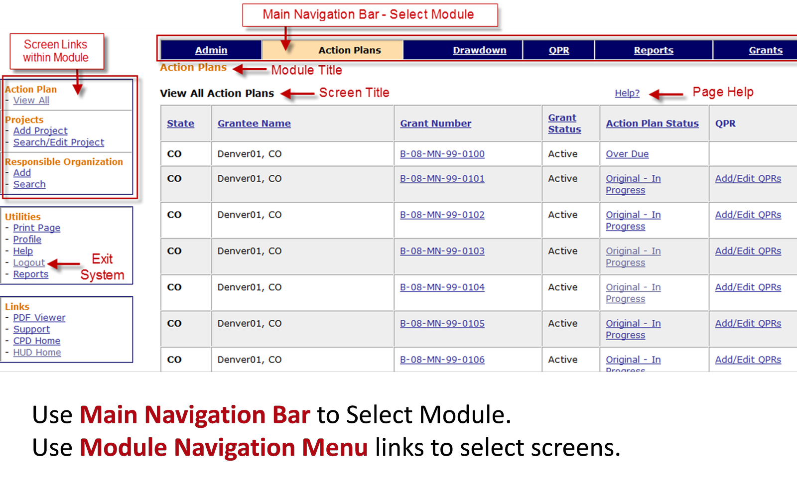 How do I navigate through the different parts of DRGR? - HUD Exchange