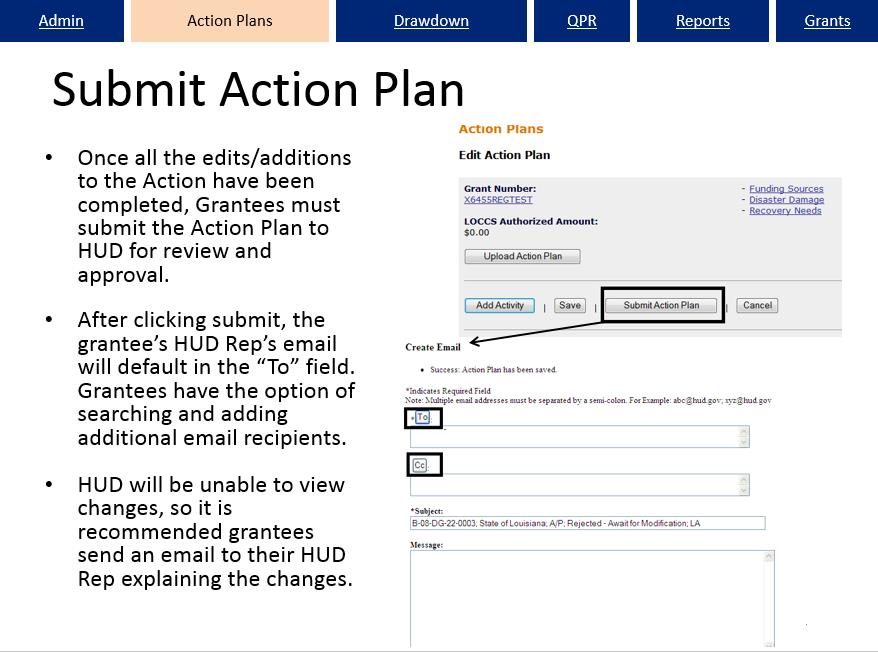Submit Plan How do I submit an Action Plan in DRGR? - HUD Exchange